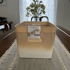 Set Of 2 Isaac Jacobs Decorative Storage Ombre Bins Peach Color NWT